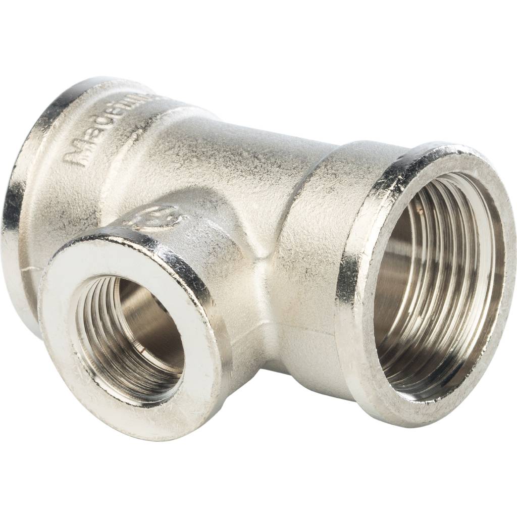 Stout Тройник ВВ переходной никелированный 1" х 1/2" х 1"
