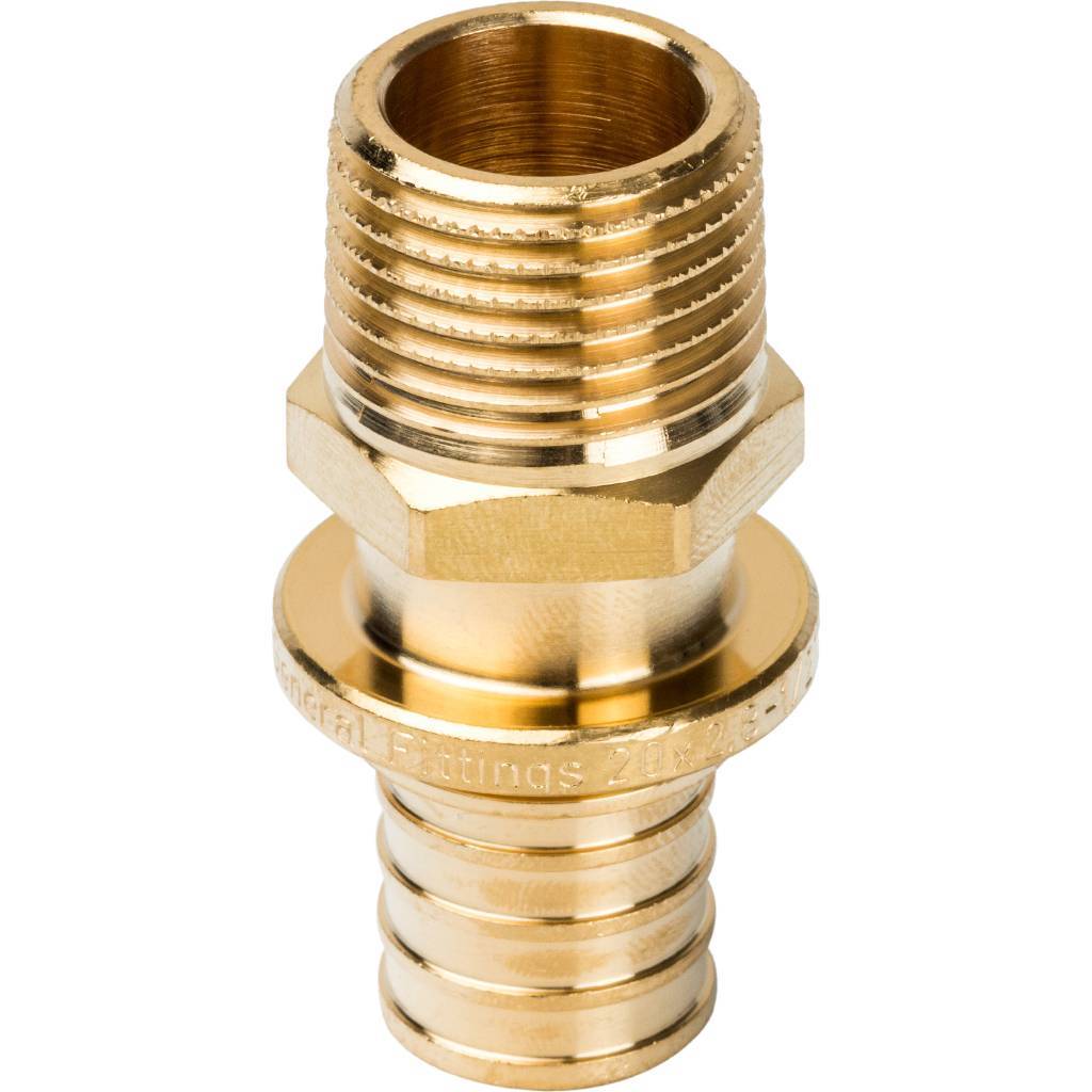 Stout Переходник с наружной резьбой 20xR 1/2" для труб из сшитого полиэтилена аксиальный