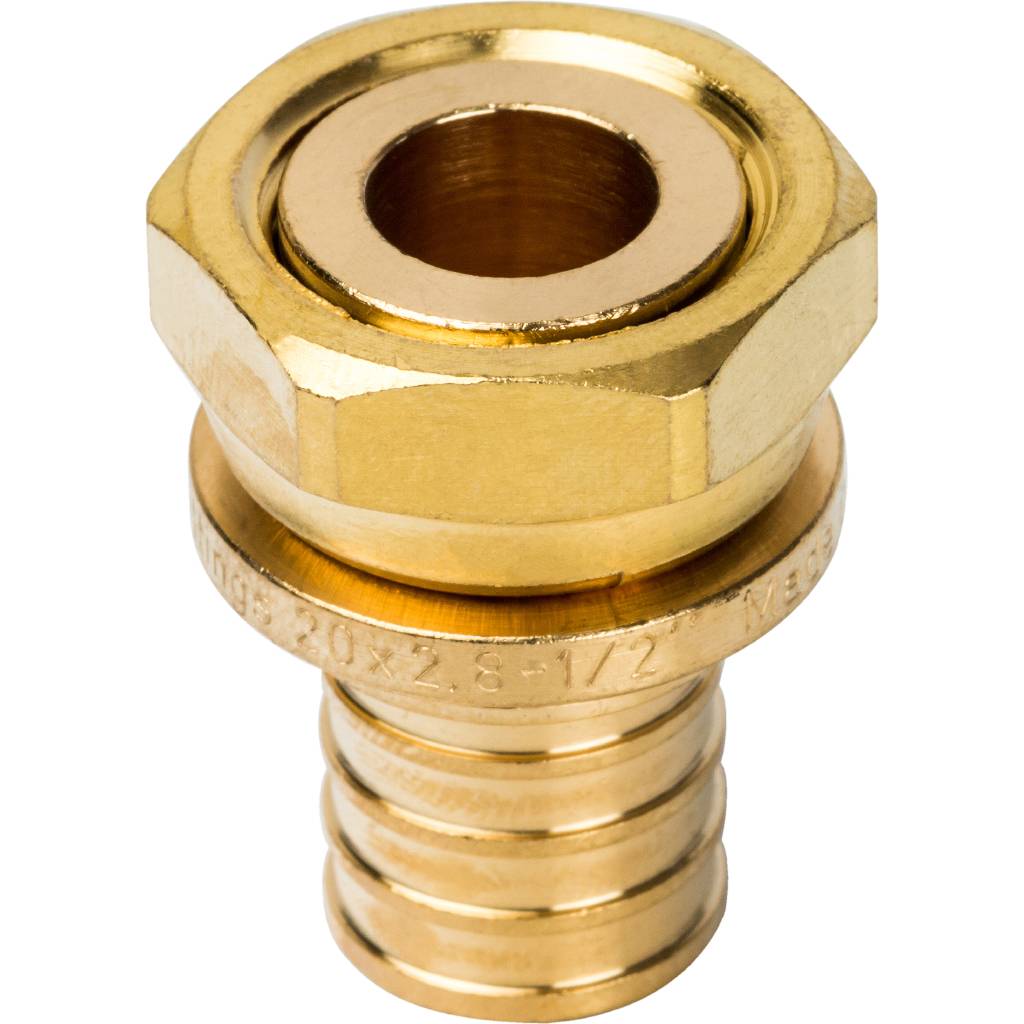 Stout Переходник с накидной гайкой 20xG 1/2" для труб из сшитого полиэтилена аксиальный