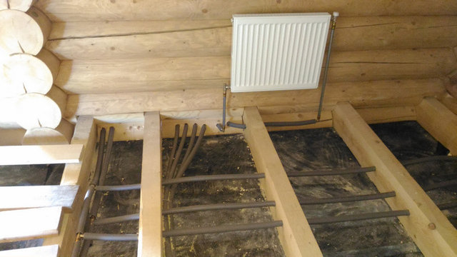 Отопление в бревенчатом доме, Москва