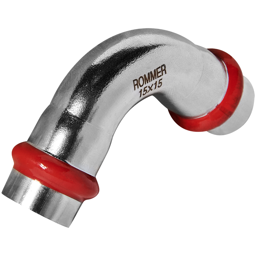 Rommer Угольник 90° 15 ВПр-ВПр из нержавеющей стали (304), кольцо из EPDM