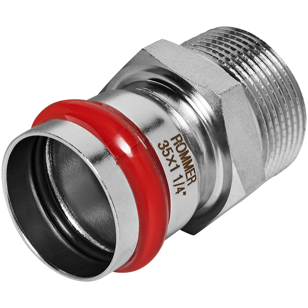 Rommer Переходник 35х1 1/4" ВПр-НР из нержавеющей стали (304), кольцо из EPDM