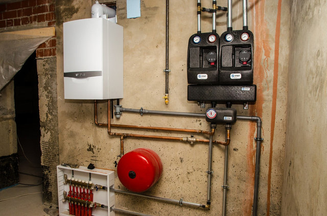 Монтаж отопления с конденсационным котом Vaillant 36 кВт в Костроме