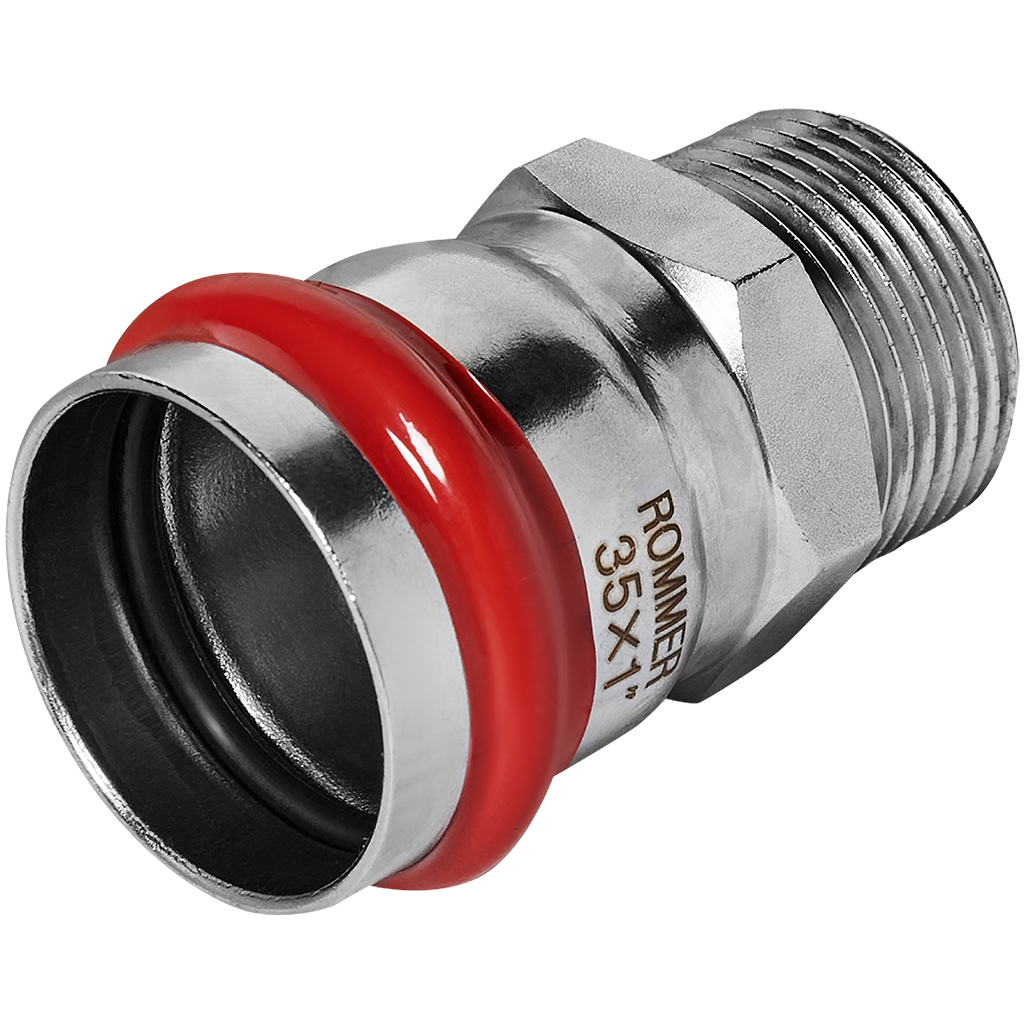 Rommer Переходник 35х1" ВПр-НР из нержавеющей стали (304), кольцо из EPDM