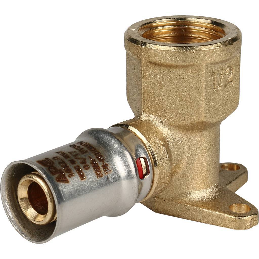Stout Угольник настенный с креплением короткий 1/2" х 16 для металлопластиковых труб прессовой