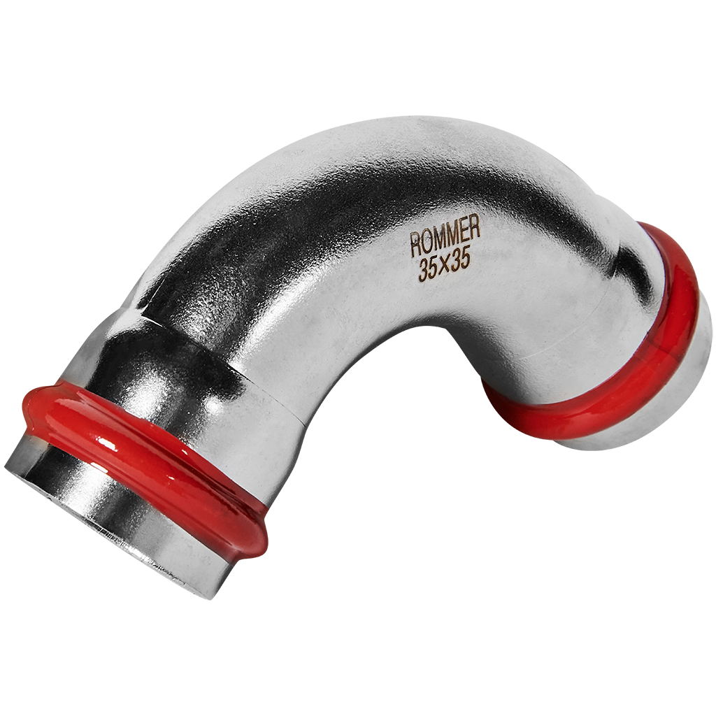 Rommer Угольник 90° 35 ВПр-ВПр из нержавеющей стали (304), кольцо из EPDM