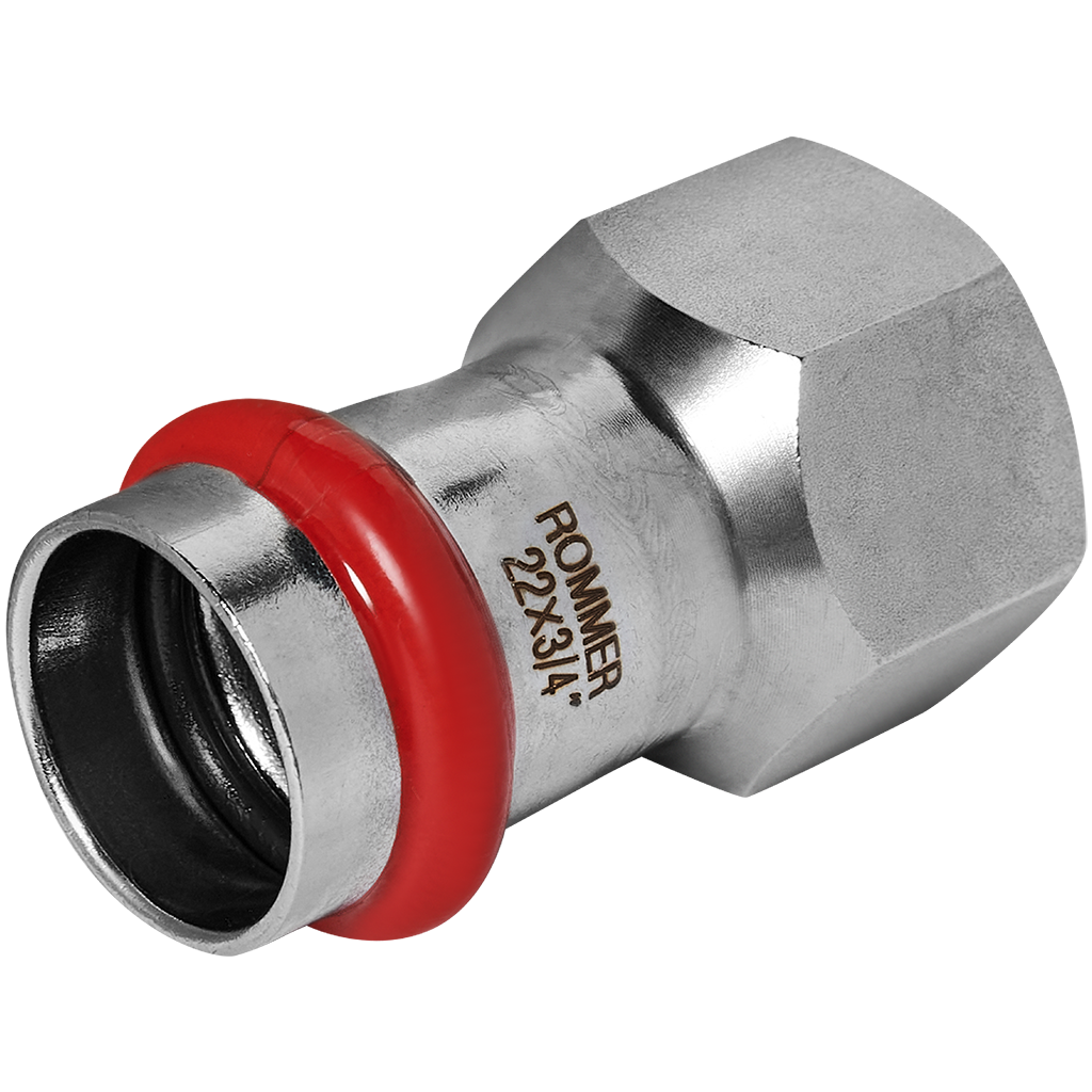 Rommer Переходник 22х3/4" ВПр-ВР из нержавеющей стали (304), кольцо из EPDM