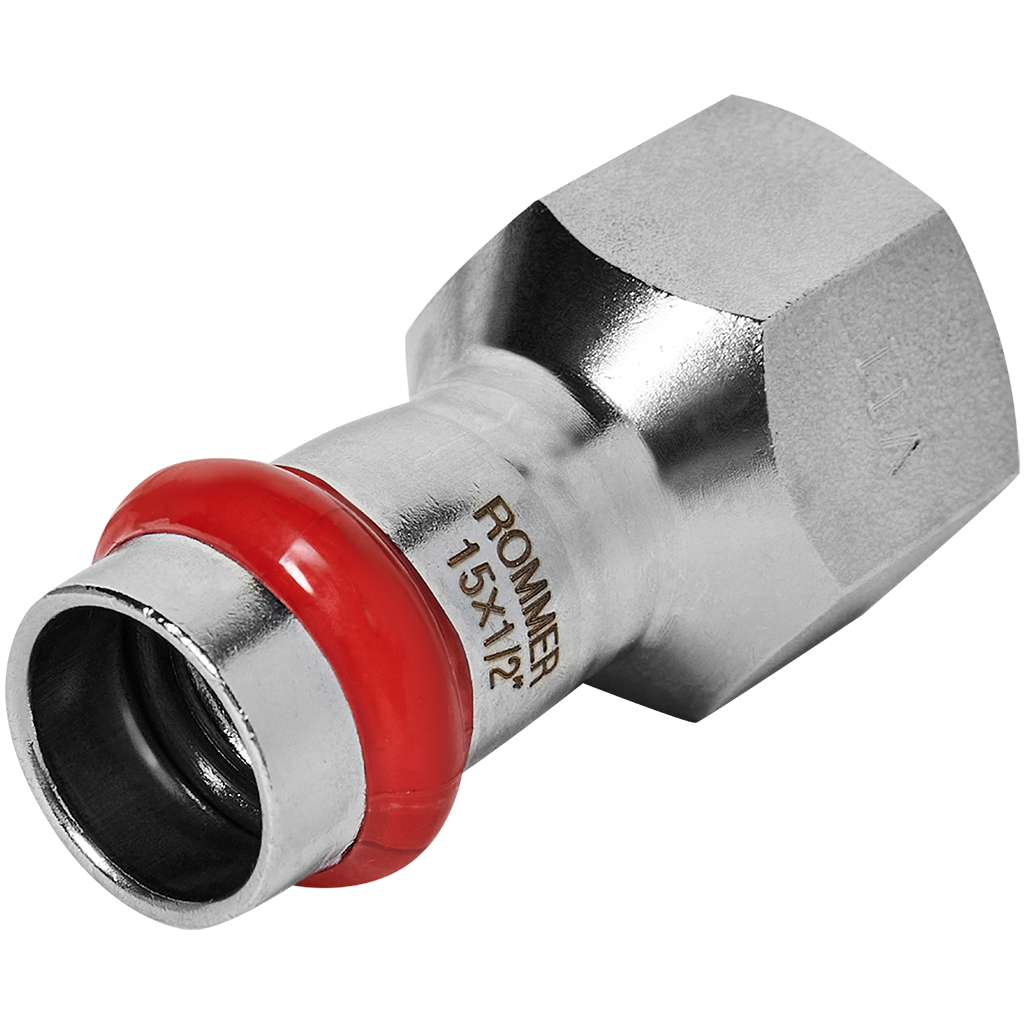 Rommer Переходник 15х1/2" ВПр-ВР из нержавеющей стали (304), кольцо из EPDM