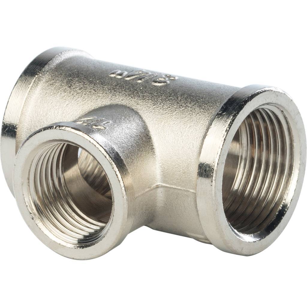 Stout Тройник ВВ переходной никелированный 3/4" х 1/2" х 3/4"