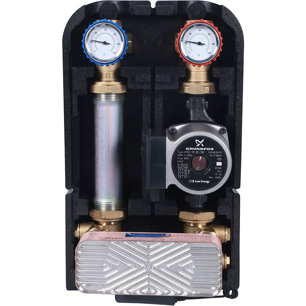 Stout Насосная группа DN25 с теплообменником 18 пластин,с насосом Grundfos UPSO 25-65 в теплоизоляци