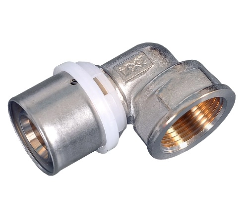 MVI Угольник-переходник с внутренней резьбой 16 х 1/2" для металлопластиковых труб под пресс