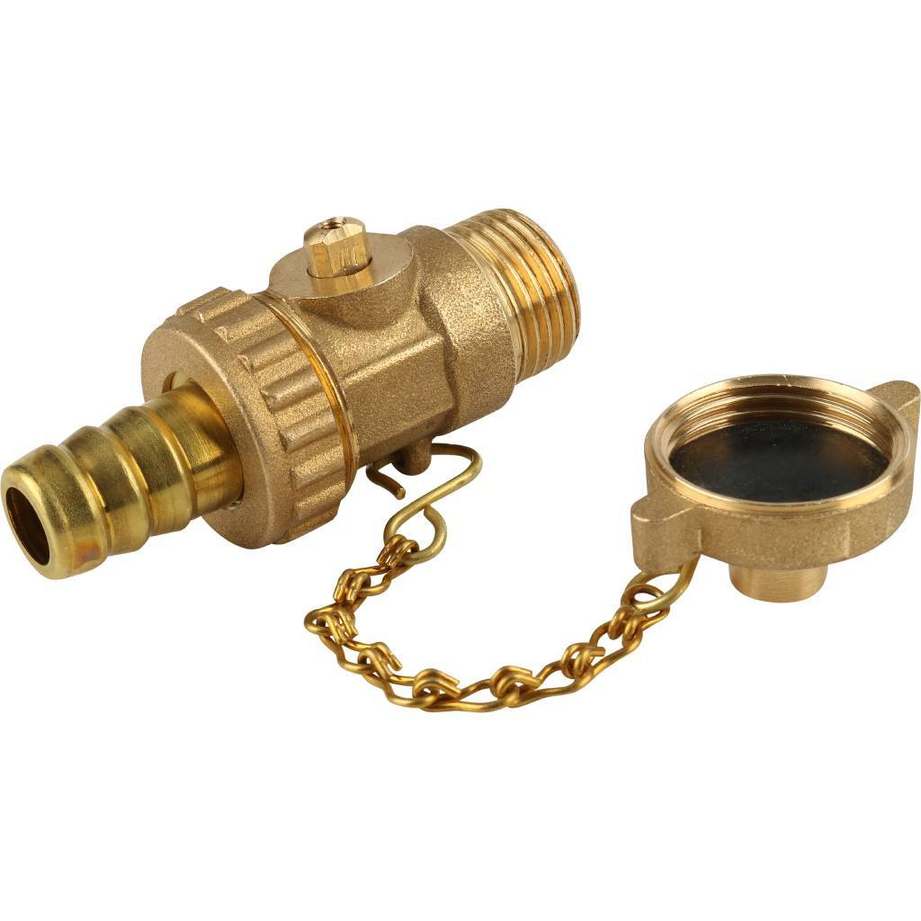 Itap 139 Кран шаровой 1/2" НР. (дренажный), латунный штуцер и заглушка