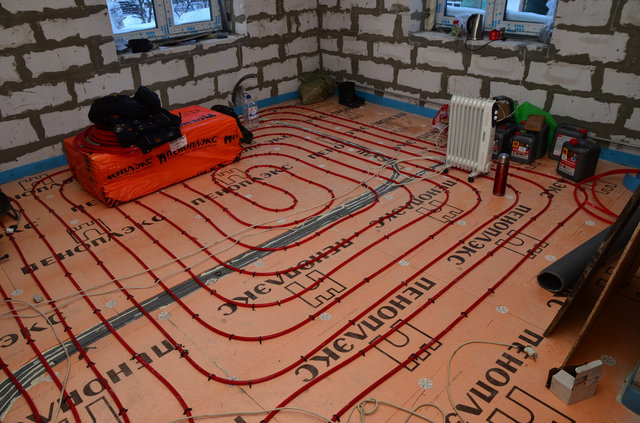 Монтаж отопления с конденсационным котом Vaillant 36 кВт в Костроме