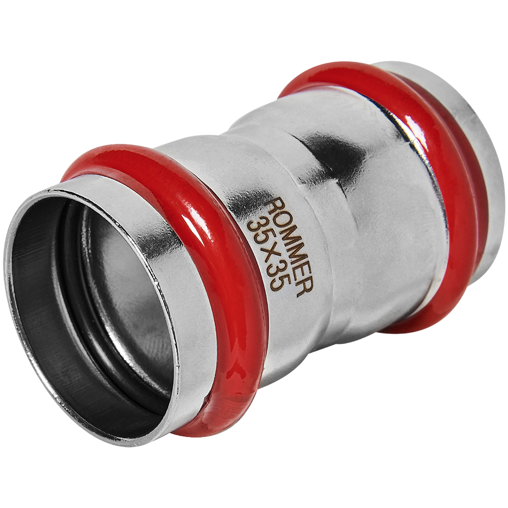 Rommer Муфта равнопроходная 35 ВПр из нержавеющей стали (304), кольцо из EPDM