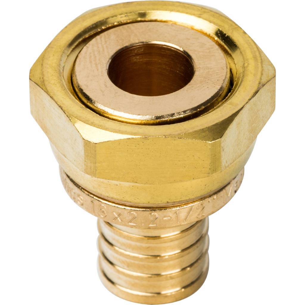 Stout Переходник с накидной гайкой 16xG 1/2" для труб из сшитого полиэтилена аксиальный