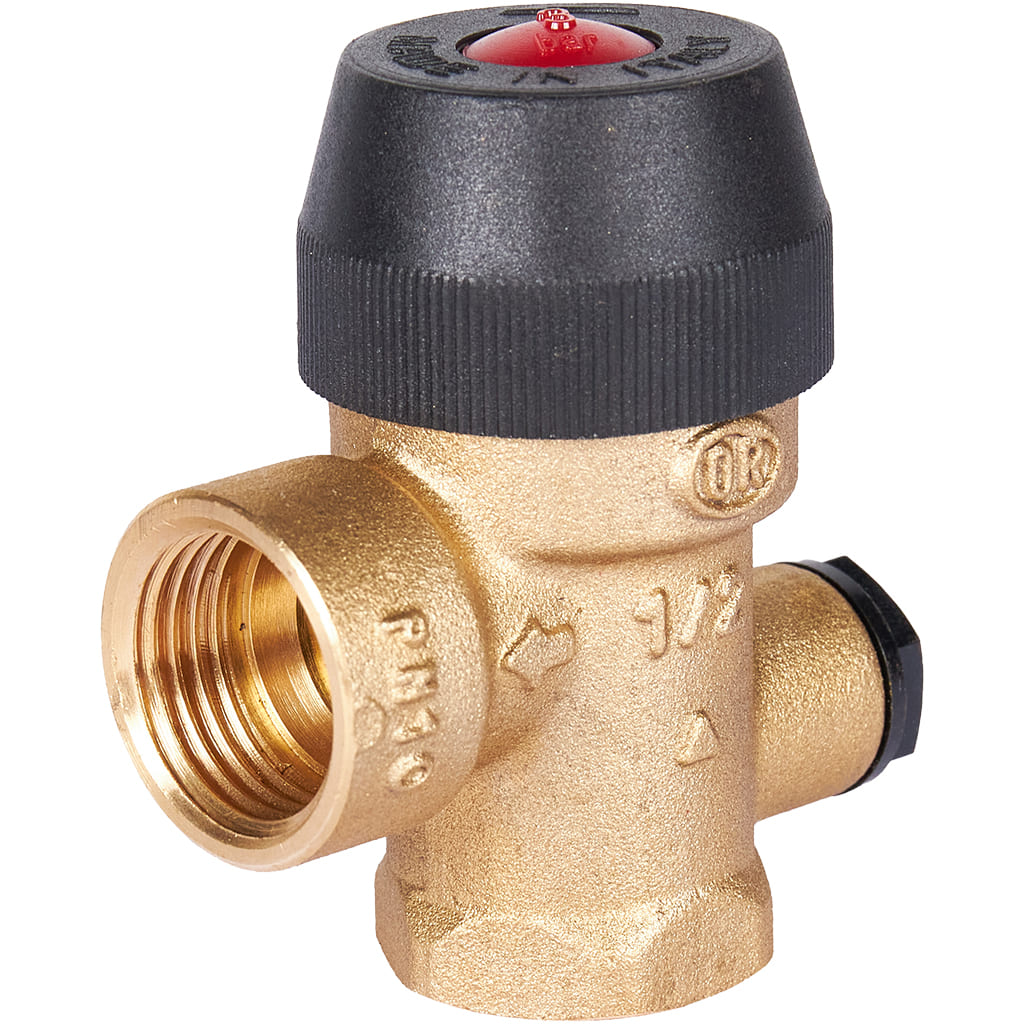 Stout Клапан 3 бар 1/2" х 1/2 х 1/4" предохранительный с вых. под манометр для отопления