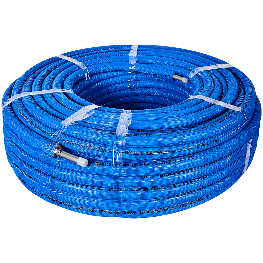 Stout Pex-A 16 (2.2) EVOH, серая труба из сшитого полиэтилена в синей изоляции (в бухте 100м)