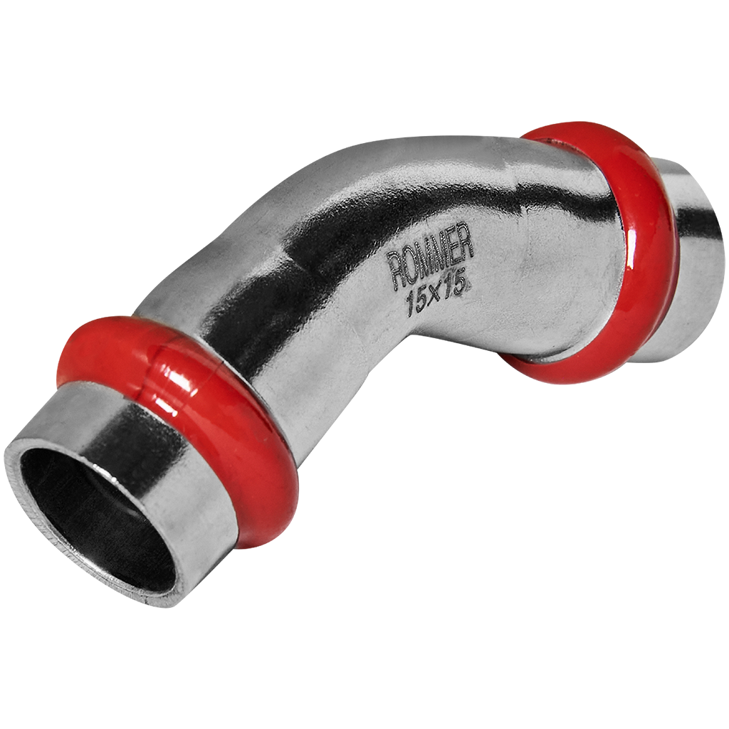 Rommer Угольник 45° 15 ВПр-ВПр из нержавеющей стали (304), кольцо из EPDM