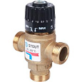 Stout Термостатический смесительный клапан для систем отопления и ГВС 3/4&quot; НР 35-60°С KV 1,6 м3/ч