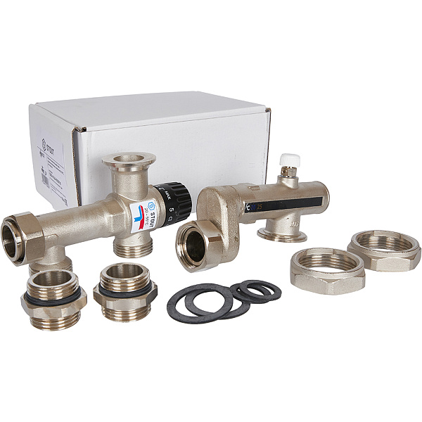 Stout Насосно-смесительный узел с термостатическим клапаном 20-55°C (без насоса) Stout Насосно-смесительный узел с термостатическим клапаном 20-55°C (без насоса)